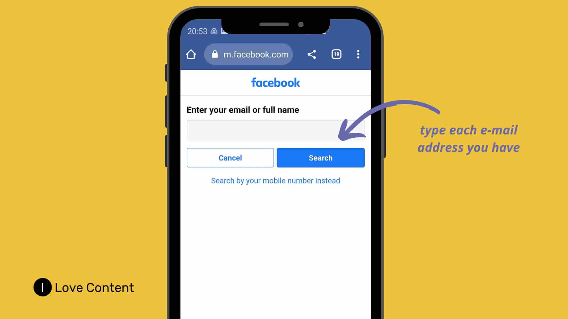 Facebook reset password without email - metod 1.