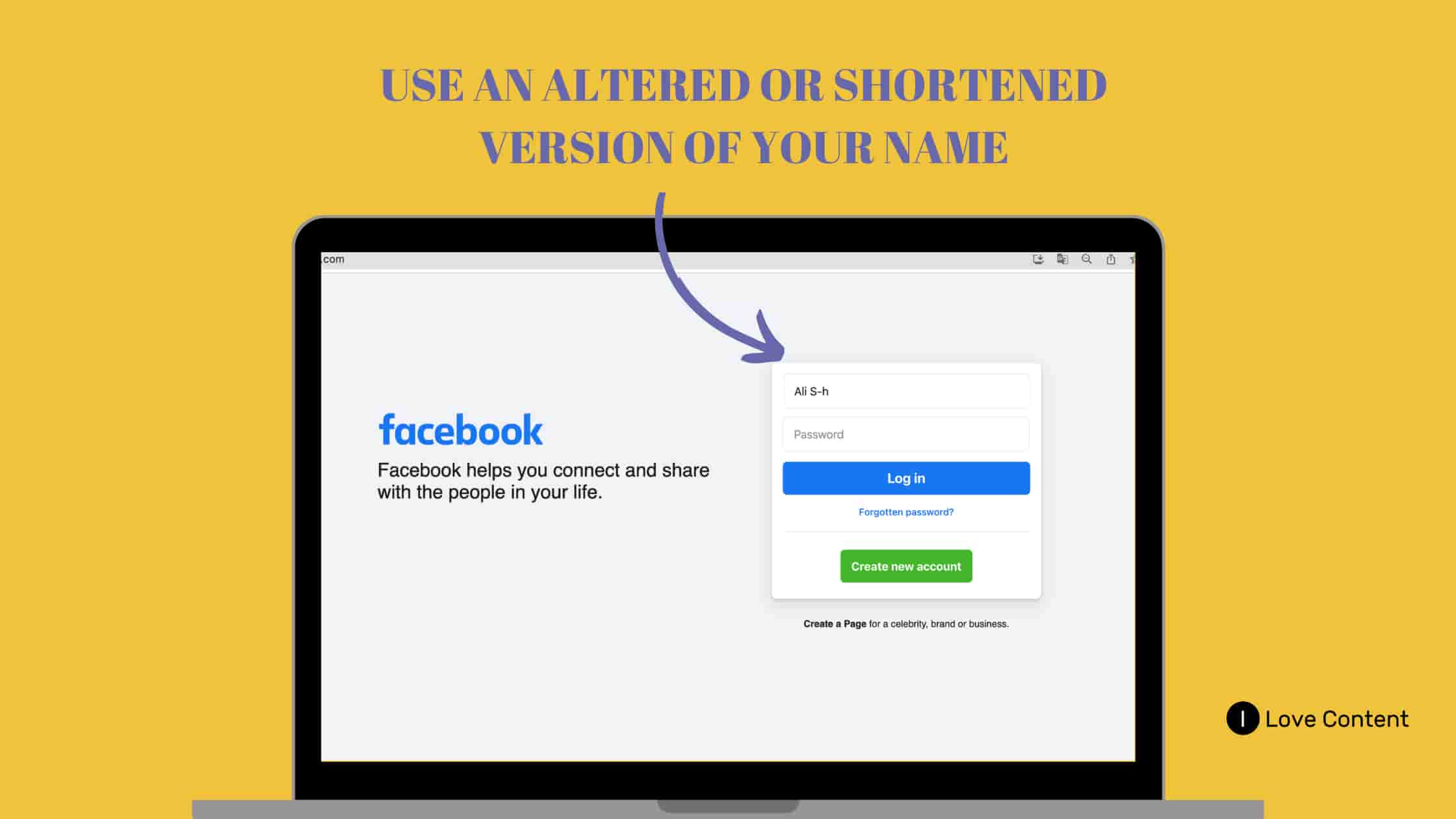 How to create anonymous Facebook account - use an altered or shortened name